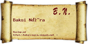 Baksi Nóra névjegykártya